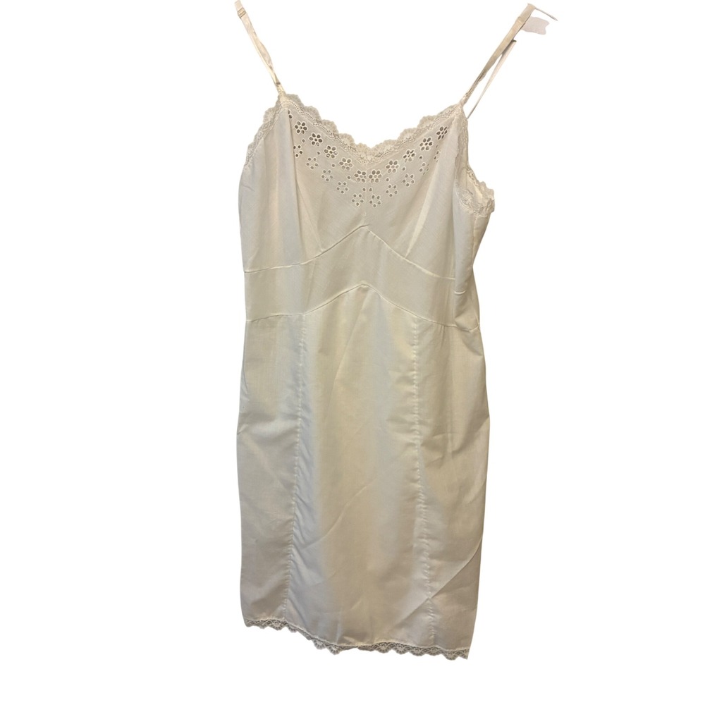 Gaymode Full Slip Women 16 / 38 White Vintage Eyelet Lace Cotton Blend 60s‎ 70s